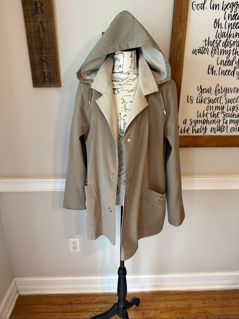 Gallery Women’s Fleece Lined Hooded Utility Coat Winter Jacket Olive Green Small